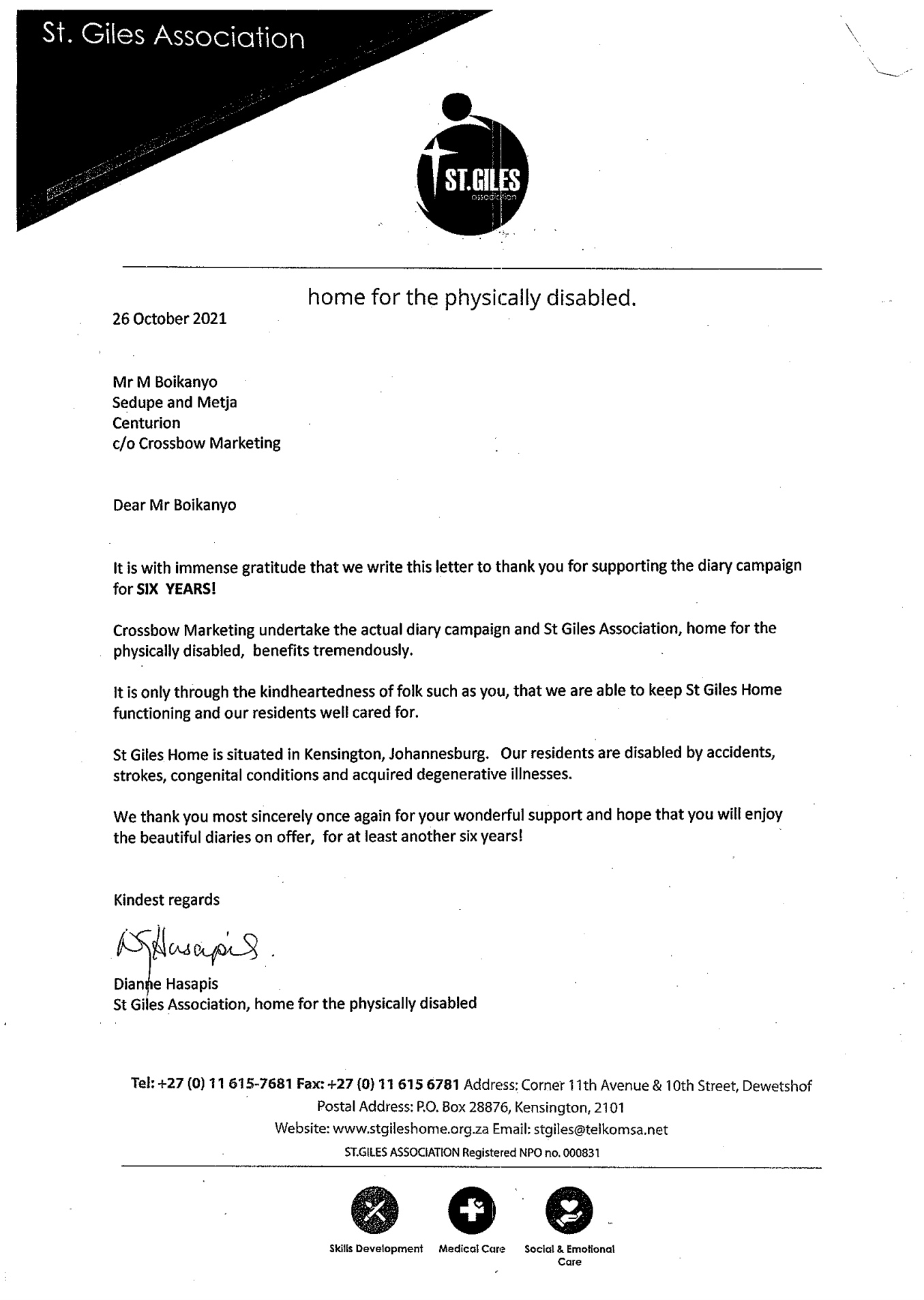 Certificate for supporting the physically disabled